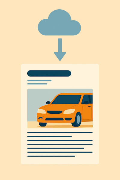 Gotowy raport z protokołem oględzin pojazdu ze zdjęciami i opisem uszkodzeń